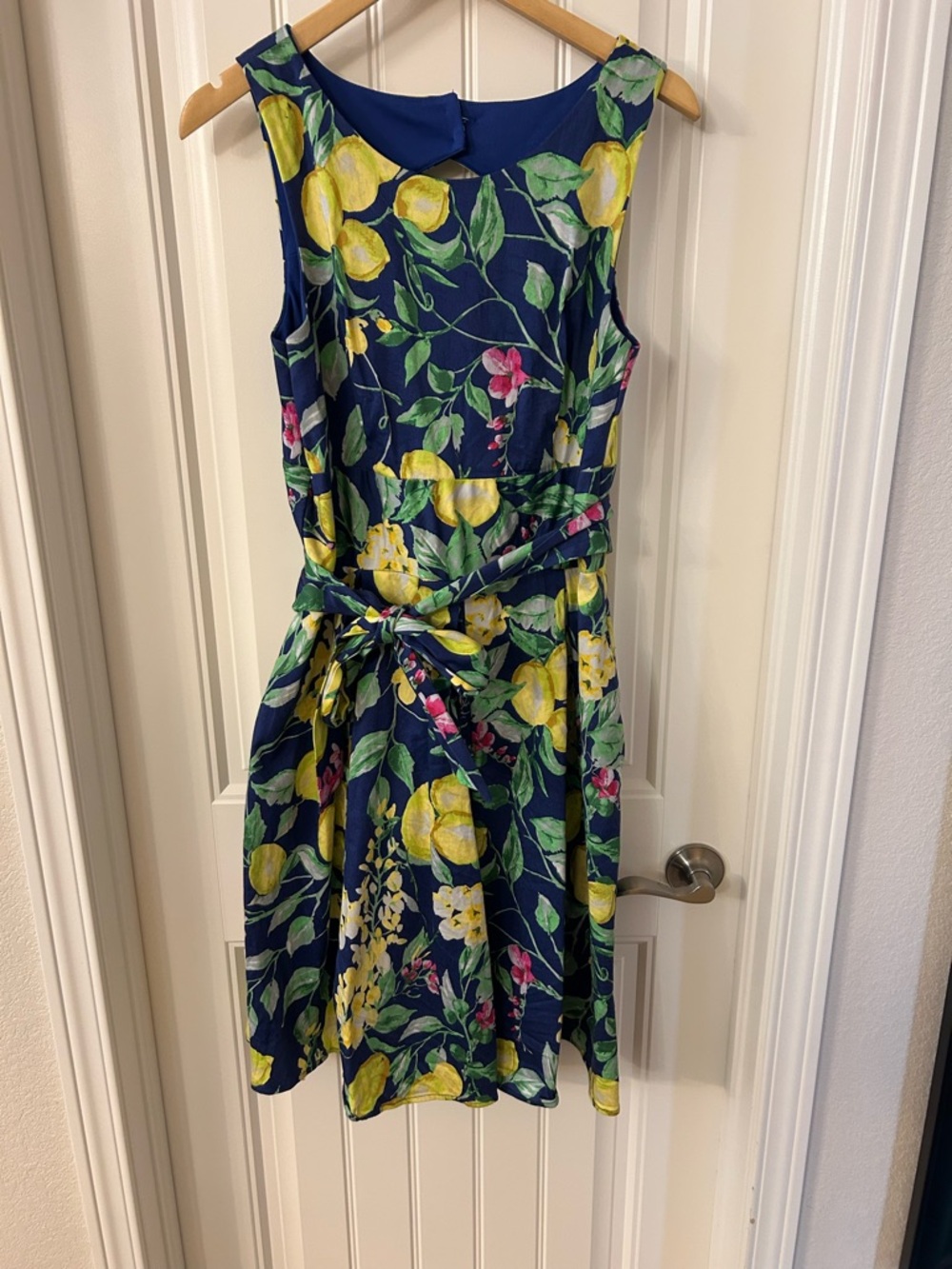 Rabbit Rabbit Rabbit Navy Floral Lemon-Print Midi Dress